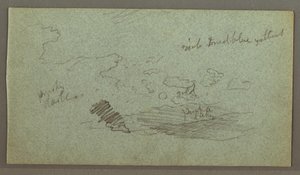 Drawing, Clouds Over Hill Range, Low Sun, Possibly 1874 by Frederic Edwin Church