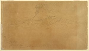 Cotapaxi Volcano Erupting Behind Mountain Ranges, Ecuador, 1857