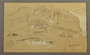 El Yemen Valley, Arabia: Rock Wall, February 20, 1868 by Frederic Edwin Church