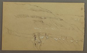 El Yemen Valley, Arabia: Rock Wall with the Upper Part Resembling a Row of Columns, February 20, 1868 by Frederic Edwin Church