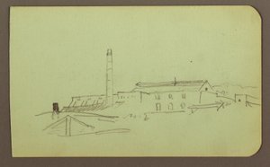 Factory; Verso: Figures, 1883 by Frederic Edwin Church