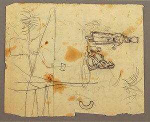 Figure Sketches; Verso: Bookcase, 1853