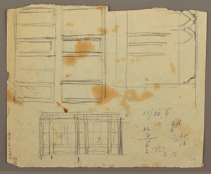 Figure Sketches; Verso: Bookcase, 1853 by Frederic Edwin Church