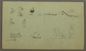 Figure Studies, Sailboat, Architectural Studies, Possibly 1868