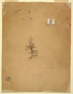Gulls, Sailboats, Tree, August and September 1859 by Frederic Edwin Church