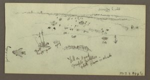 Hill, Shrubbery, Figure, Camel Studies, possibly 1868 by Frederic Edwin Church