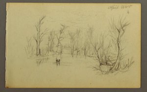 Htakie (?) Pond, Two People in Canoe, 1845
