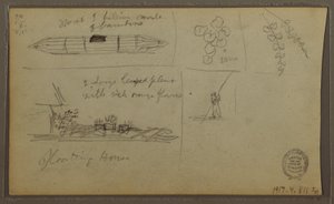 Landscape; Verso: Boat, Botanical Sketches, 1857