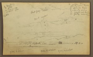 Landscape; Verso: Houses, Canoe, 1857
