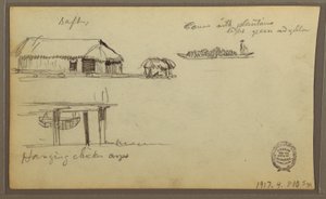 Landscape; Verso: Houses, Canoe, 1857