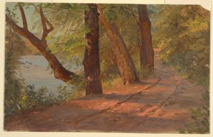 Landscape from North America (Road by a Lake), ca. 1875