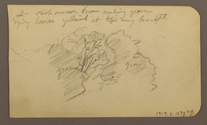 Landscape, Houses; Verso: Tree Top, February 1885 by Frederic Edwin Church