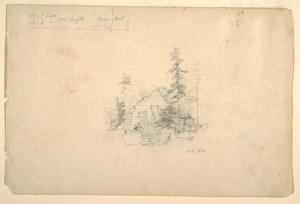Log cabin surrounded by trees, July 1844 by Frederic Edwin Church