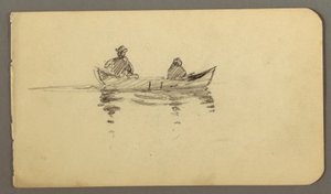 Man and woman in canoe, possibly 1878