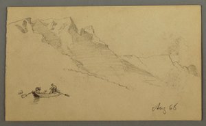 Mountain Peaks, Two figures in a Rowboat, August 1868 by Frederic Edwin Church