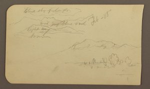 Mountain Ranges, Cuautla, Church; Verso: Crouching Horse, Landscape Notations, February 1885 by Frederic Edwin Church