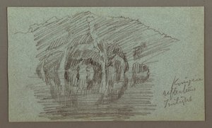 Mountain and its reflection on lake, possibly 1868