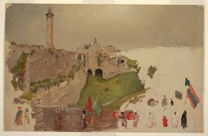 Parade Entering the City, Jaffa, early March 1868 by Frederic Edwin Church