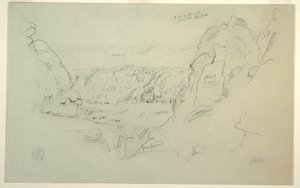 Petra, Jordan from the West, showing the Palace and the Corinthian Tombs, February 26, 1868 by Frederic Edwin Church