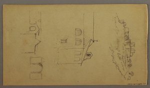 Recto: Blank; Verso: Fortree on Hilltop, Two c, Gateway, possibly 1868–69