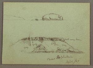 Rocks in front of Coastline, Rocky Cliffs by Coastline, April 1869