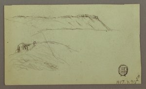 Ruins Surrounded by Walls, Tents, Two Figure Studies, April 28, 1868