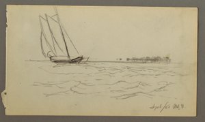 Sailboat Riding Waves, 1860