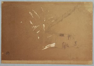 Seated Woman and Grazing Donkey Before a House near Jorje, Ecuador, June 23, 1857 by Frederic Edwin Church