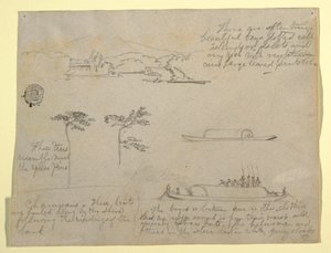 Sketches from Colombia: Trees and Rivercraft (Champans), 1853 by Frederic Edwin Church