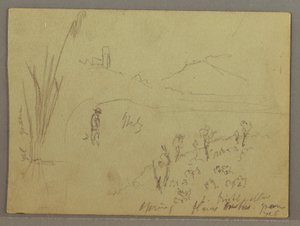 Sketches from Italy: Building with a Tower, Mountain, and Man, April 29, 1869 by Frederic Edwin Church