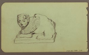 Statue of Lion, Skiff; Verso: Statue of Lion, December 1883 by Frederic Edwin Church