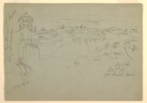 Tower at Lydda, and Ramleh seen from Ramleh Tower, Palestine [Ramleh, Israel], February 7 and 10, 1868 by Frederic Edwin Church