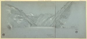 View of Lake Konigssee with the Falkenstein, near Berchtesgaden, Bavaria, Germany, Part 2, July 11, 1868 by Frederic Edwin Church