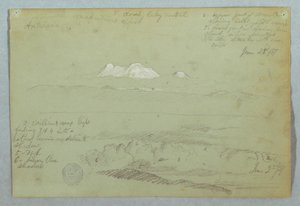 Views of Artisana Volcano from or near Quito, and a Cloudy Sky over a Mountain Ridge, Ecuador, June 23, 1857