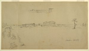 Views of the Basilica and the Temple of Neptune, Paestum, Italy, April 1869 by Frederic Edwin Church