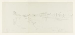 Landscape View of Rome from the Banks of the Tiber River, with Distant Views of the Castle Sant Angelo, Claude