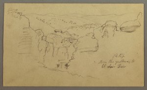 Sketch. View of Khirbet en Wasara "Petra from the Pathway to El Deir"