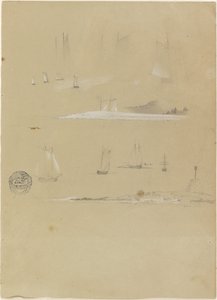 Studies of Sailing Ships and Coastal Landscapes by Frederic Edwin Church