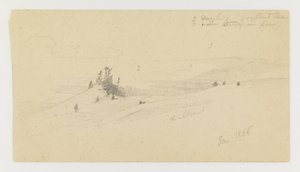 Wooded Hilltop, Hilly Valley, Sun by Frederic Edwin Church