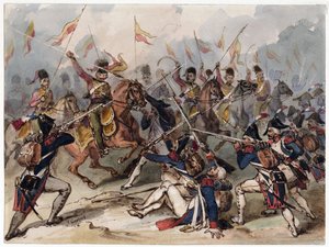 French Infantry and Russian Hussars in Combat at Austerlitz by Frédéric Goupil Fesquet