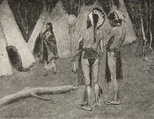 And her lovers, the rejected,... Handsome men with paint and feathers, from The Song of Hiawatha by Henry Wadsworth Longfellow, published by George G. Harrap and Company Ltd., 1911