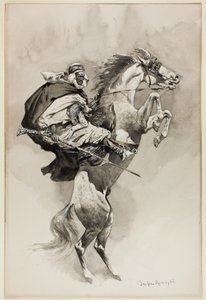 As They Threw Their Animals Back Upon Their Haunches, Illustration for An Arabian Day and Night, in Harper