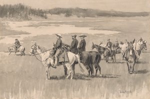 On the Head-Waters--Burgess Finding a Ford by Frederic Remington