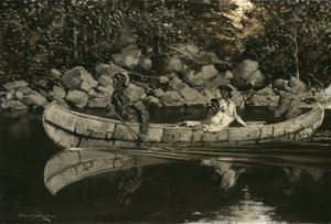 Paddling the Wounded British Officer by Frederic Remington