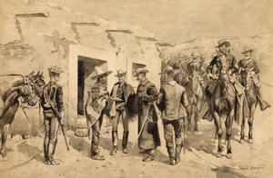 U. S. Cavalry Hunting Garza Men on the Rio Grande by Frederic Remington