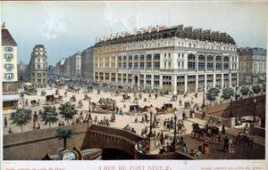 Exterior View of La Belle Jardiniere, Rue du Pont Neuf in Paris by Frederic Sorrieu