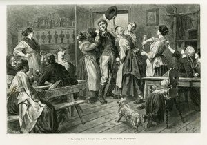 A hirtztag, a kind of carnival where everything is allowed for women, in the Sundgau. Engraving by Lix to illustrate the story 