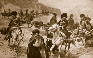 Cossack Ambulance Convoy in the Mountains of Caucasia by Frederic de Haenen