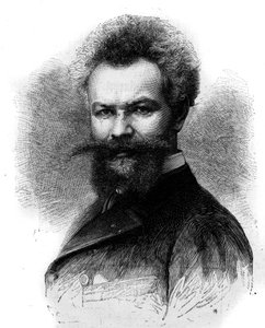 Portrait of Mihaly Munkacsy, Hungarian Painter. Engraving in 
