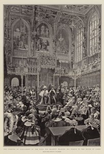 The Opening of Parliament by the King, His Majesty reading his Speech in the House of Lords